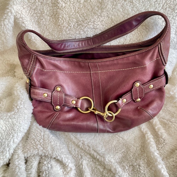 Coach Vintage | Y2k Ergo Hobo Shoulder Bag Leather, Purple (Cranberry) - Picture 2 of 5